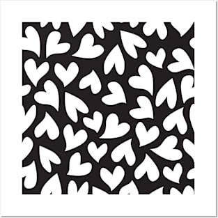 Black and white seamless hearts pattern Posters and Art